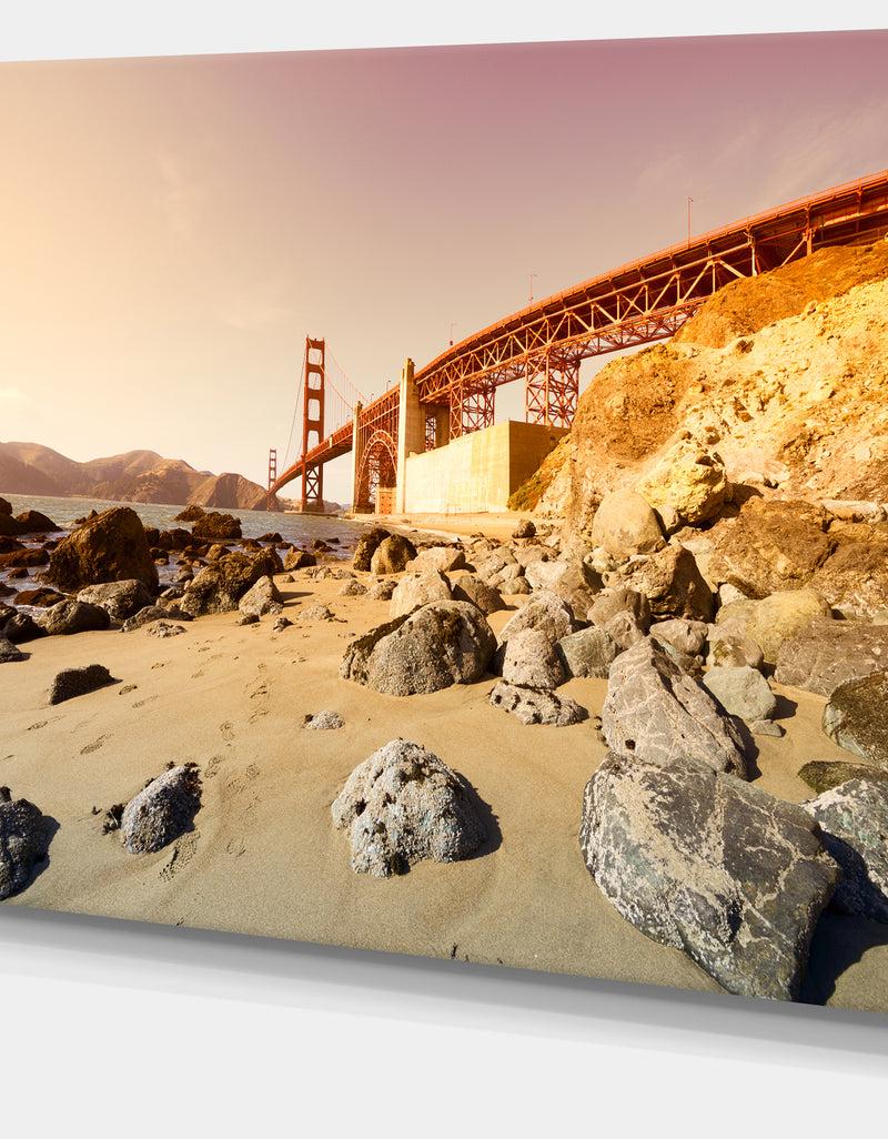 DesignQ Golden Gate In Bright Day - Landscape Art Print Canvas