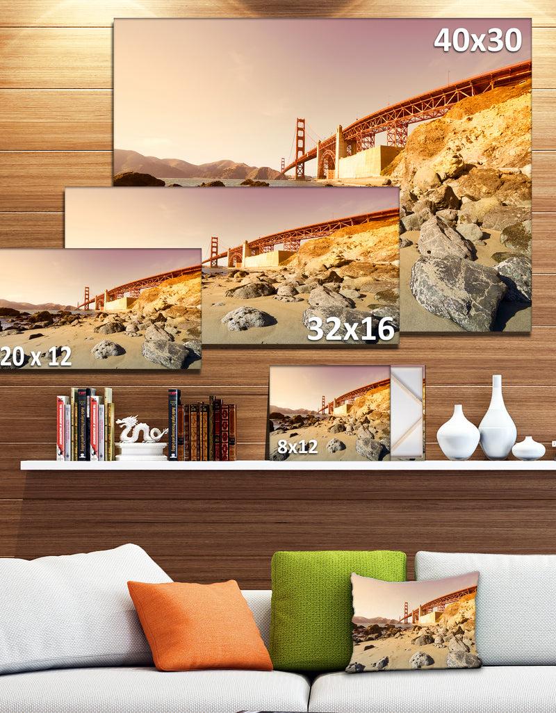 DesignQ Golden Gate In Bright Day - Landscape Art Print Canvas