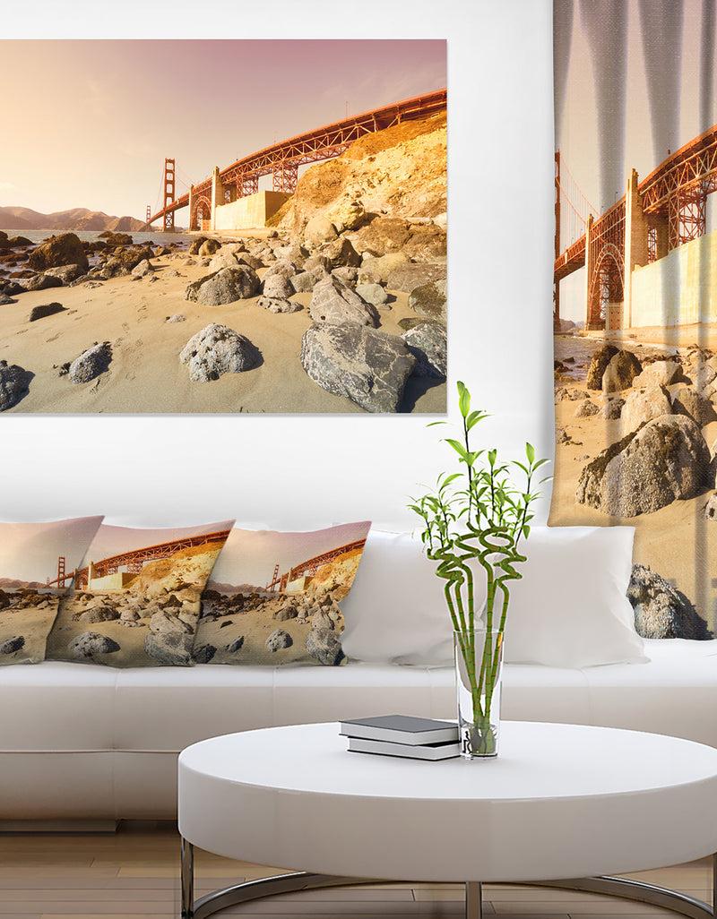 DesignQ Golden Gate In Bright Day - Landscape Art Print Canvas