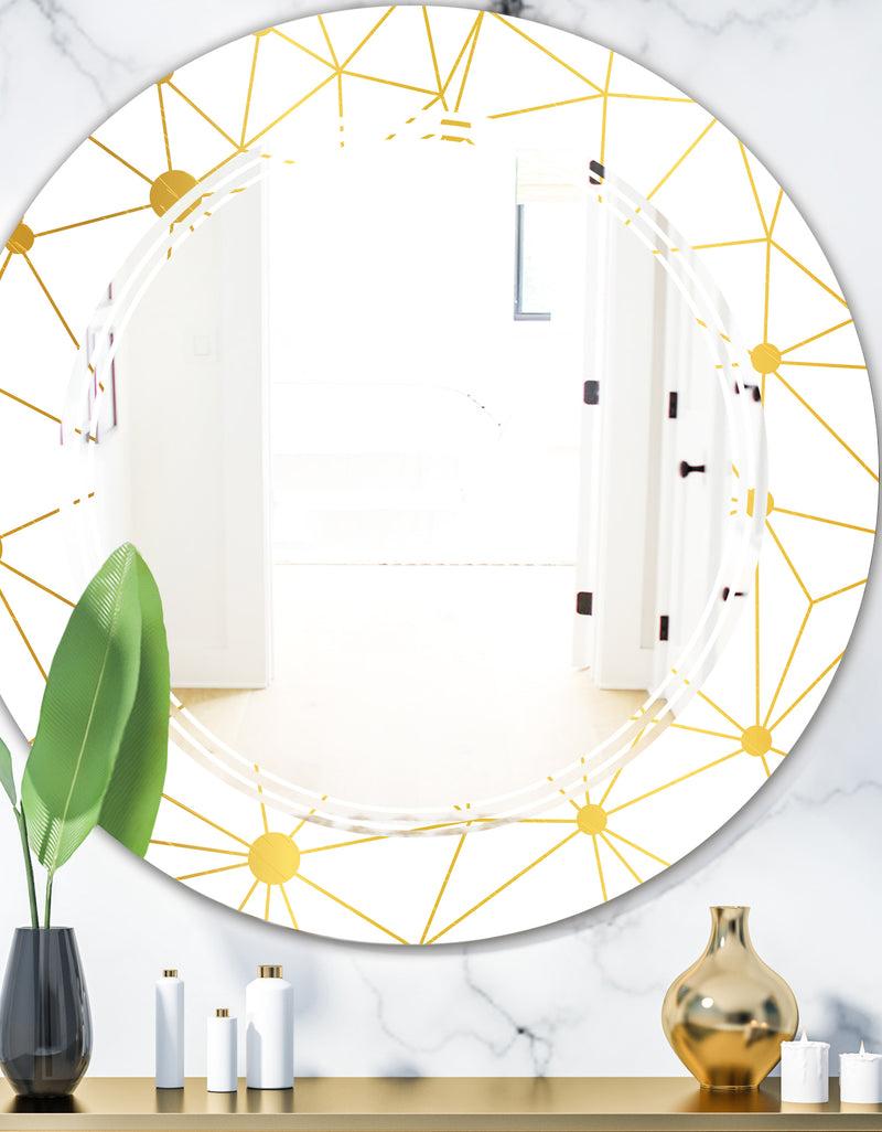DesignQ Golden Grid I - Modern Round or Oval Wall Mirror - Triple C