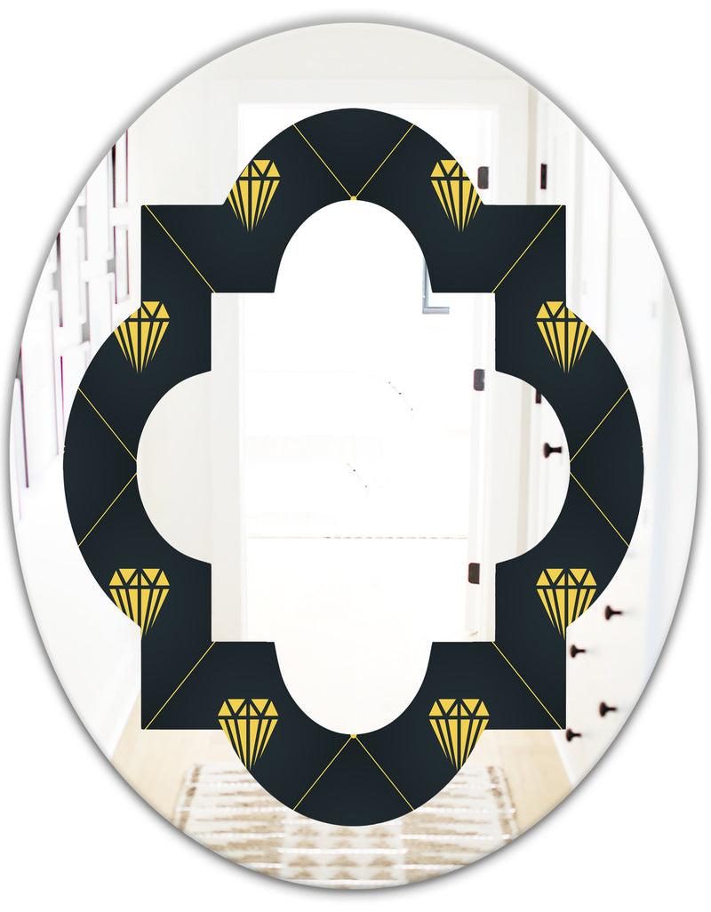 DesignQ Golden Heart Design - Modern Round Or Oval Wall Mirror - Quatrefoil