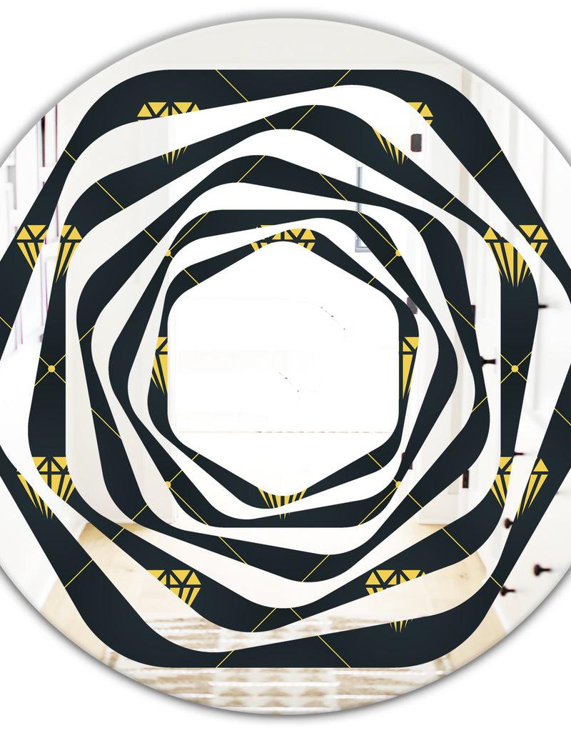 DesignQ Golden Heart Design - Modern Round Or Oval Wall Mirror - Whirl