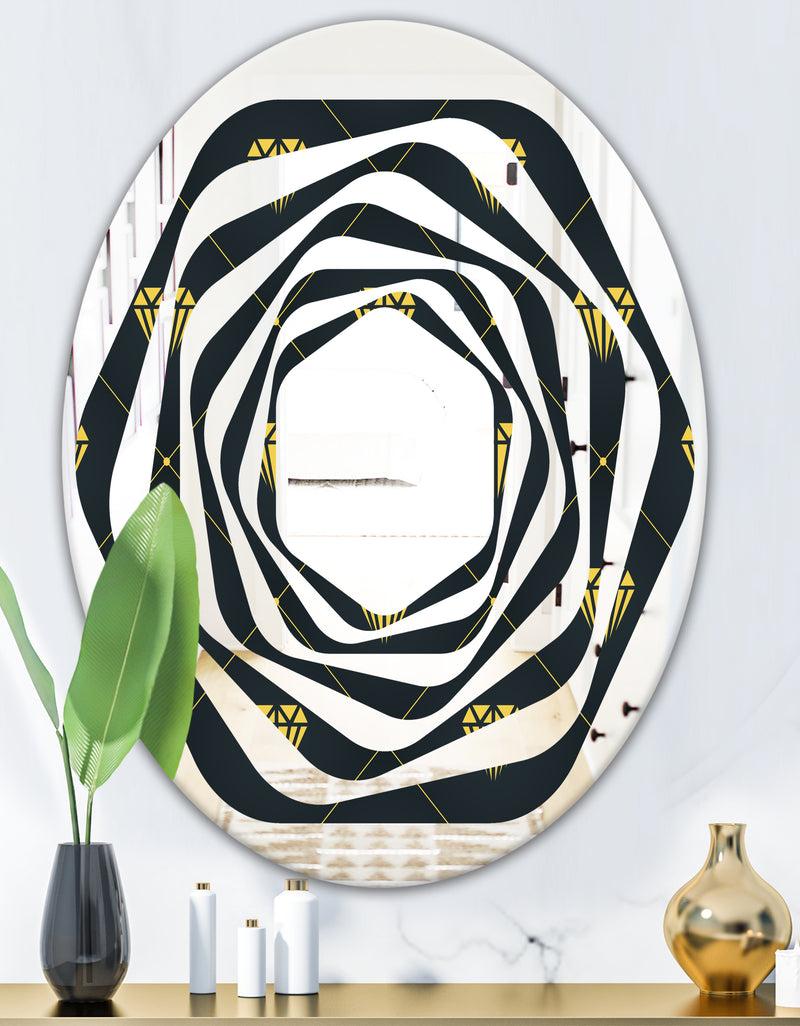 DesignQ Golden Heart Design - Modern Round Or Oval Wall Mirror - Whirl