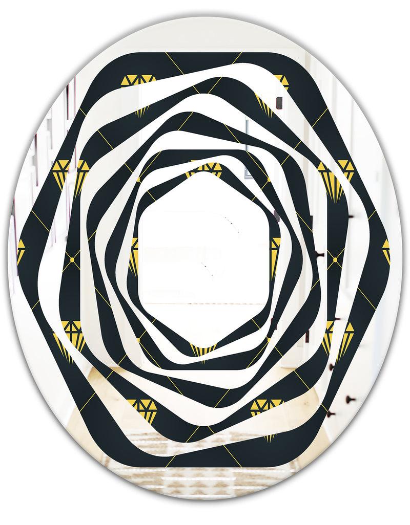 DesignQ Golden Heart Design - Modern Round Or Oval Wall Mirror - Whirl