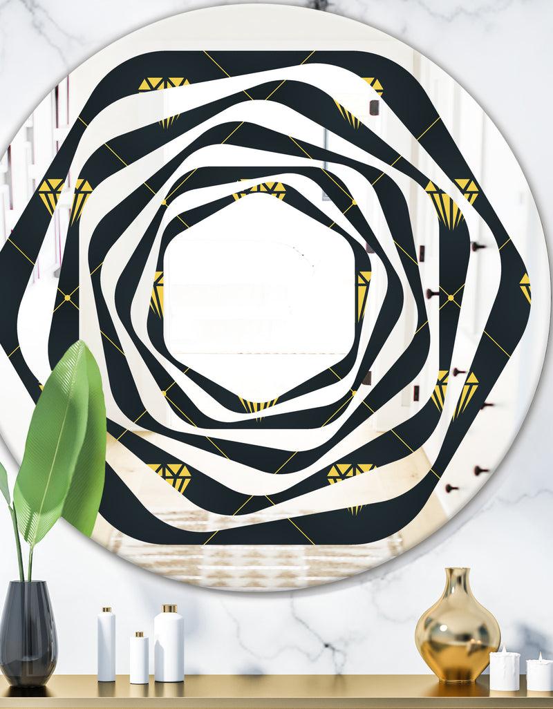 DesignQ Golden Heart Design - Modern Round or Oval Wall Mirror - Whirl