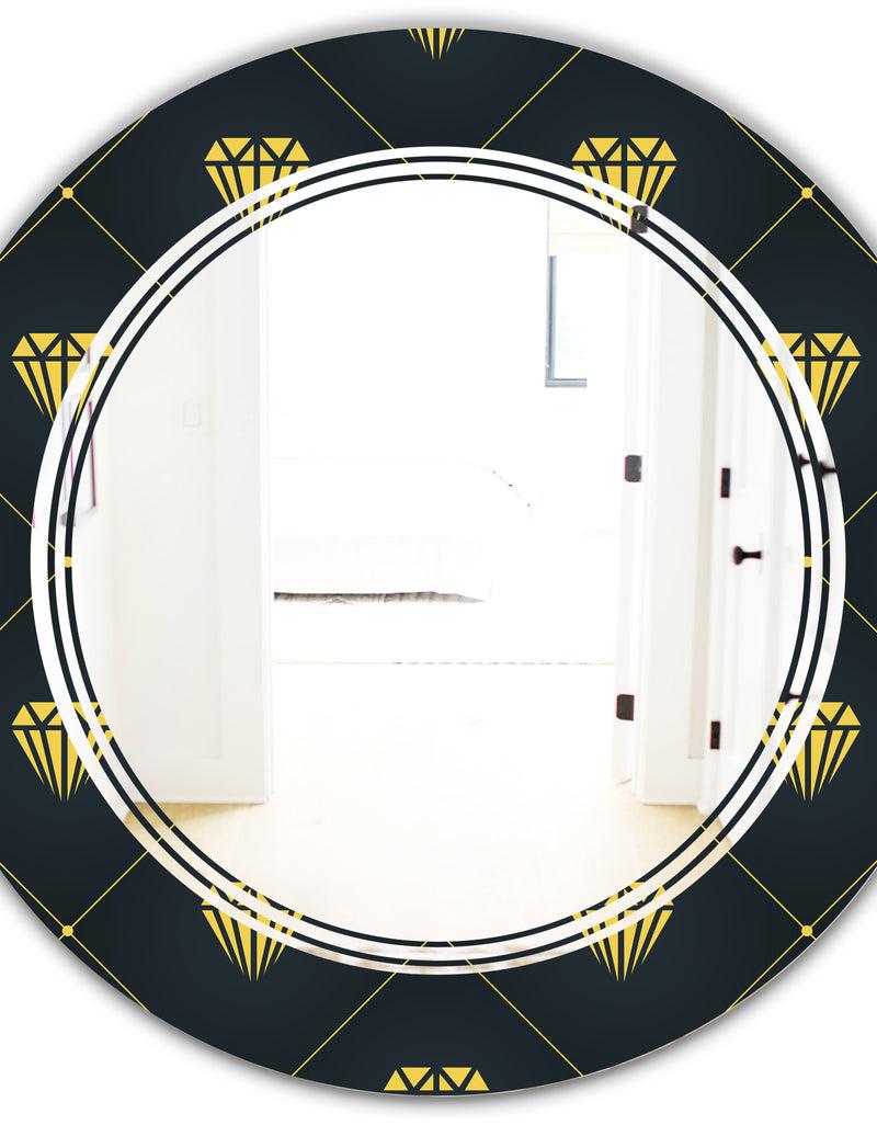 DesignQ Golden Heart Design - Modern Round Or Oval Wall Mirror - Triple C