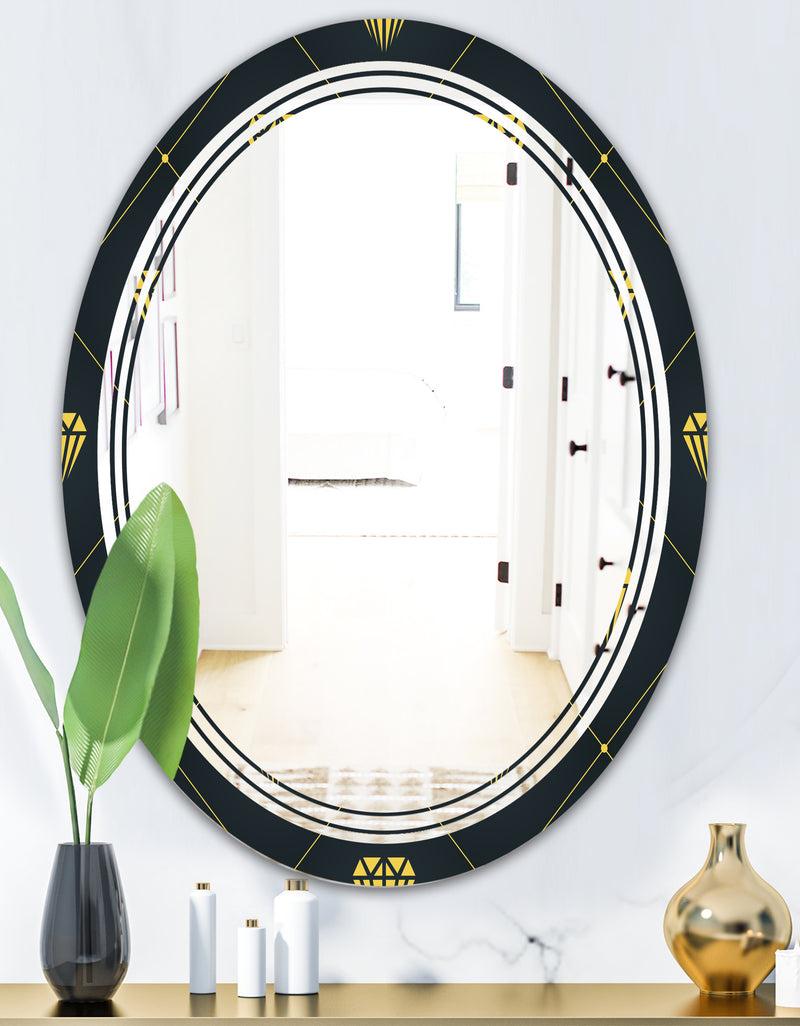 DesignQ Golden Heart Design - Modern Round Or Oval Wall Mirror - Triple C