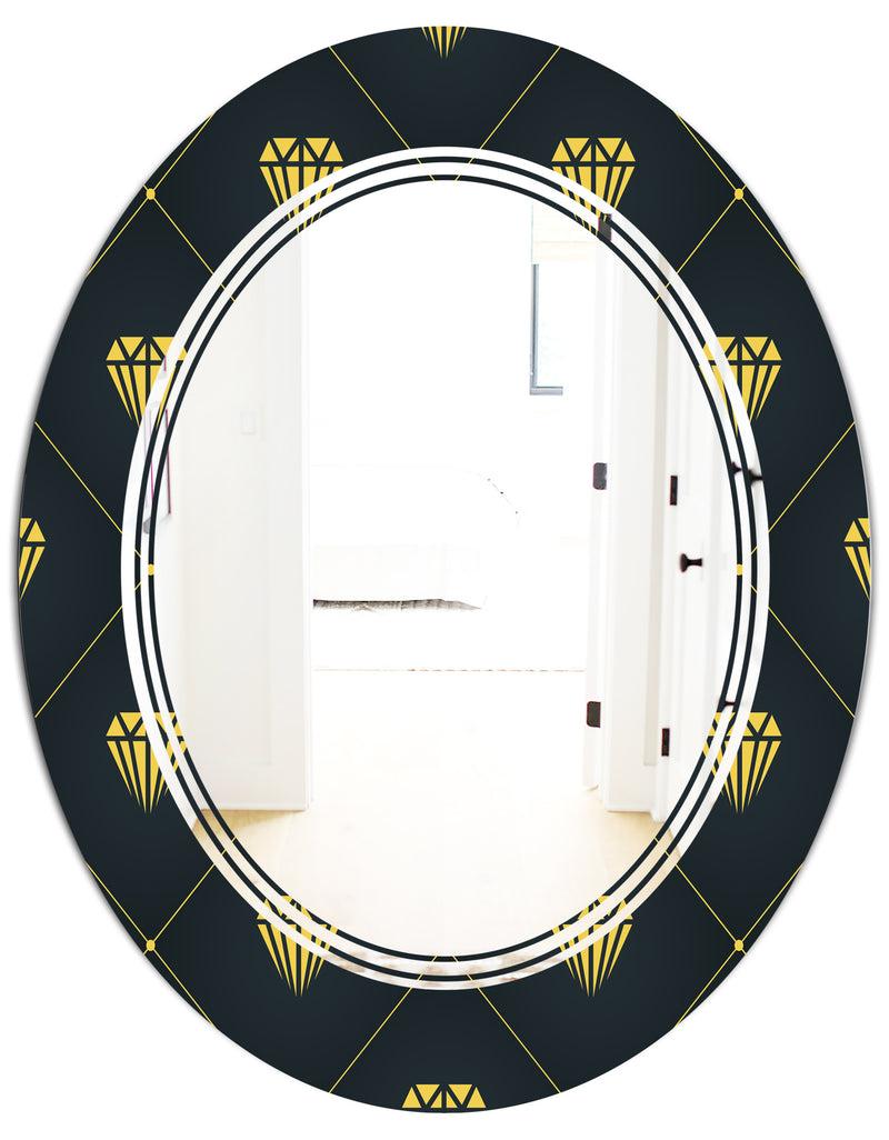 DesignQ Golden Heart Design - Modern Round Or Oval Wall Mirror - Triple C