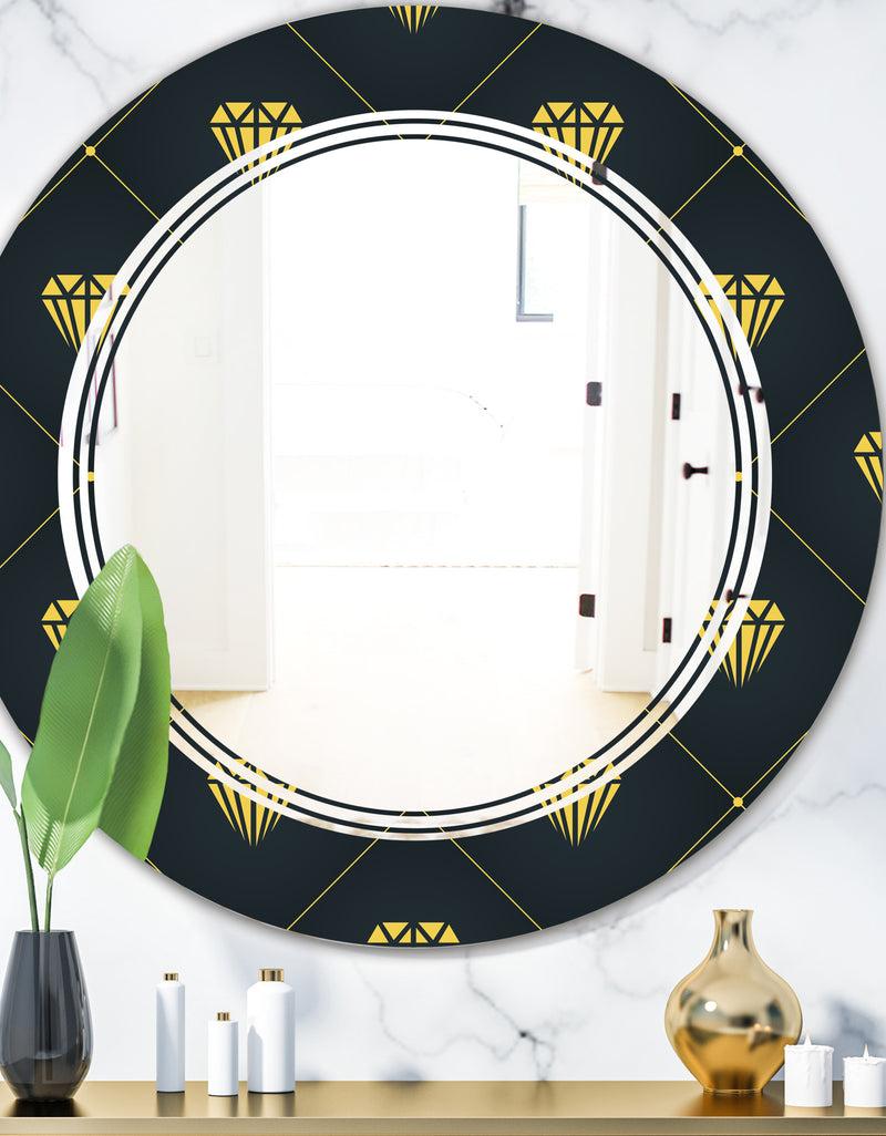 DesignQ Golden Heart Design - Modern Round or Oval Wall Mirror - Triple C