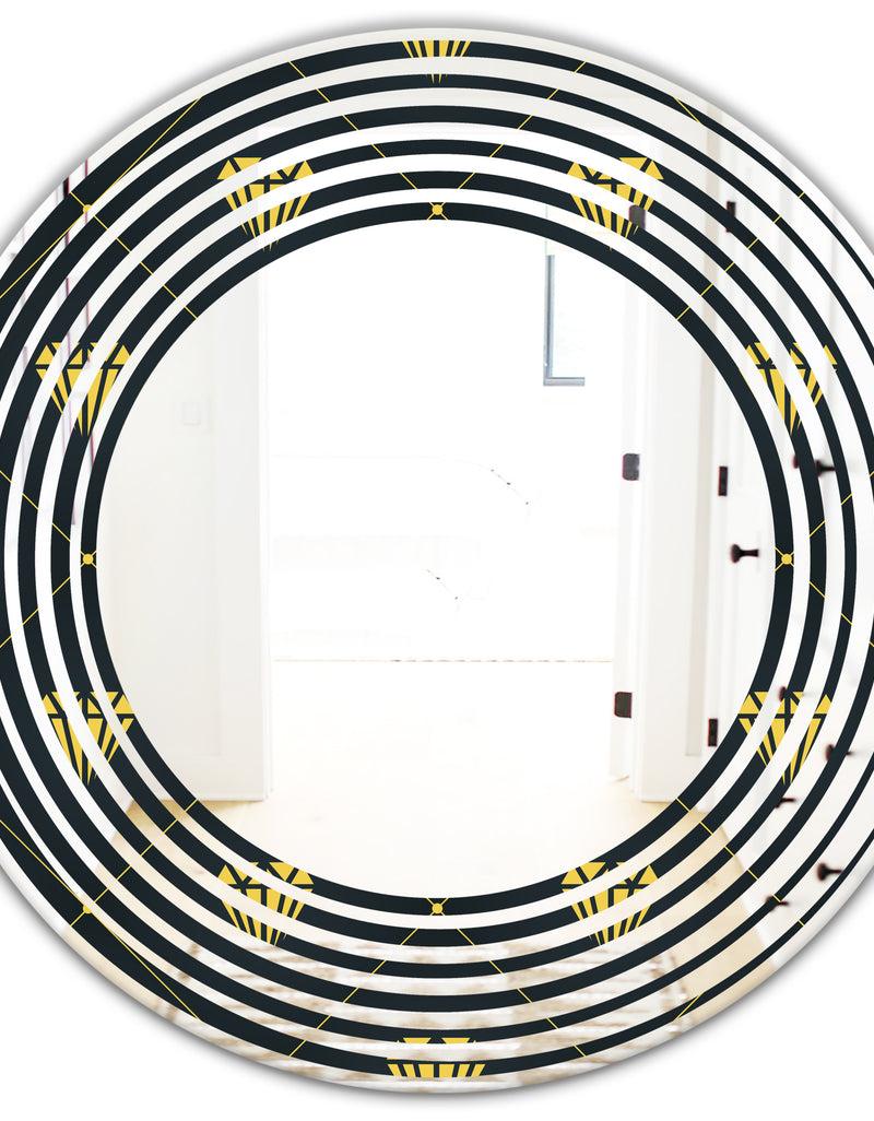 DesignQ Golden Heart Design - Modern Round Or Oval Wall Mirror - Wave