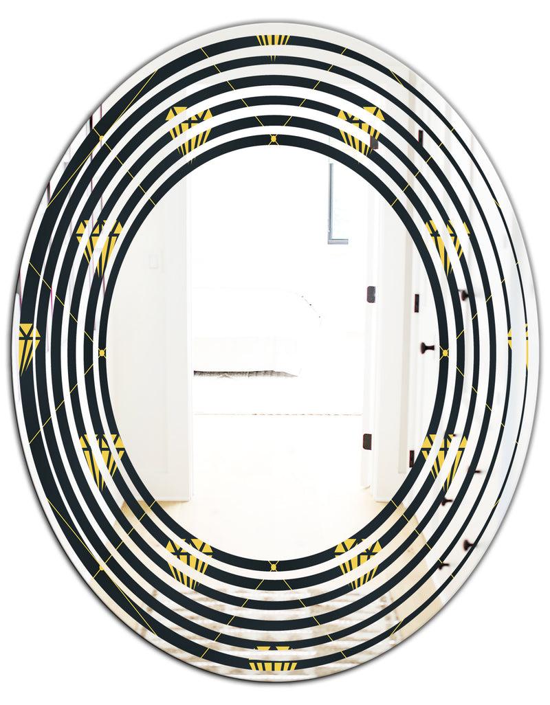 DesignQ Golden Heart Design - Modern Round Or Oval Wall Mirror - Wave