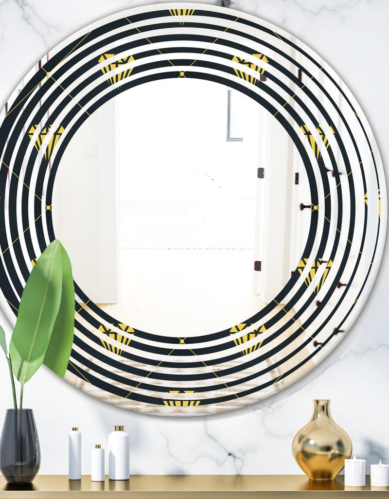 DesignQ Golden Heart Design - Modern Round or Oval Wall Mirror - Wave