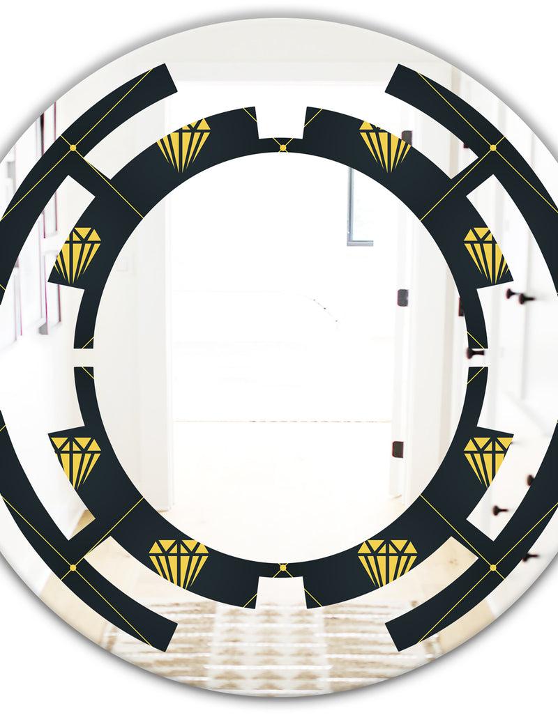 DesignQ Golden Heart Design - Modern Round Or Oval Wall Mirror - Space