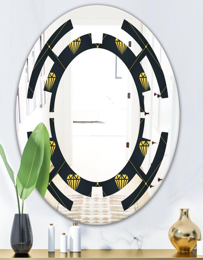 DesignQ Golden Heart Design - Modern Round Or Oval Wall Mirror - Space