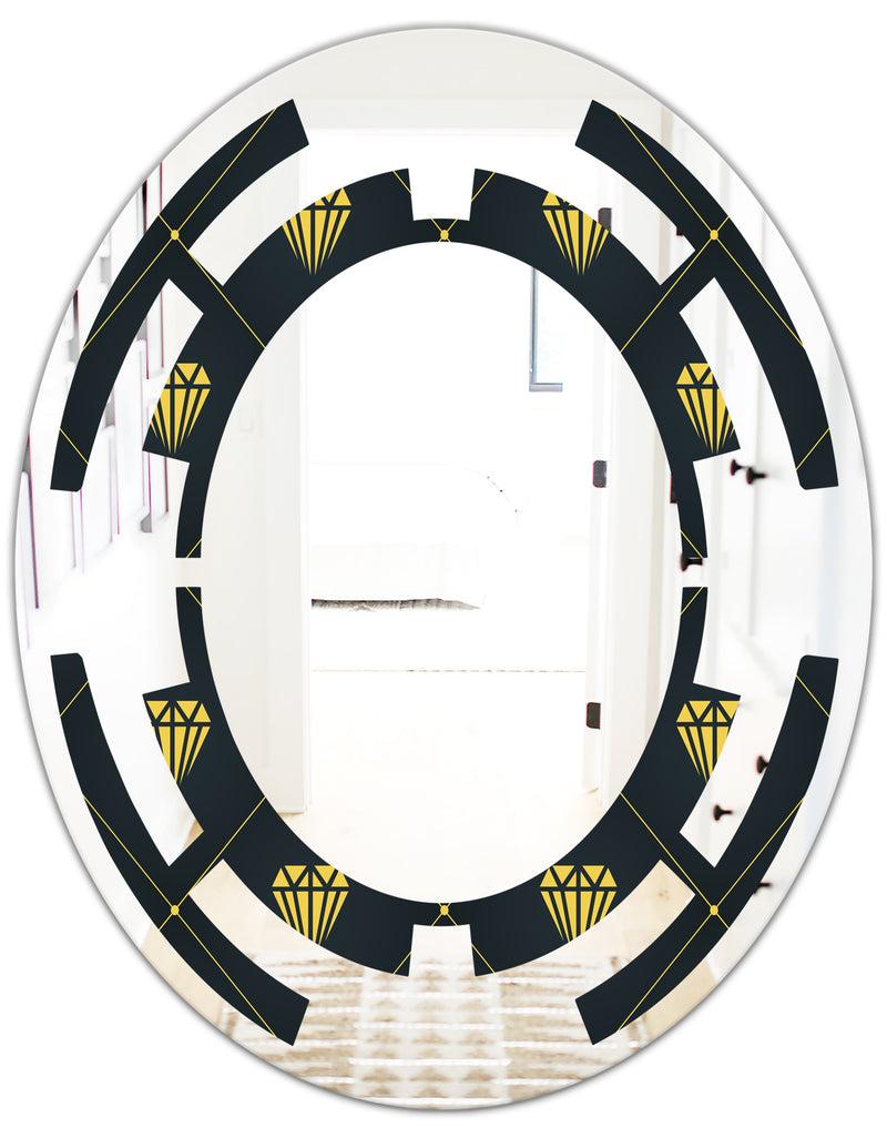 DesignQ Golden Heart Design - Modern Round Or Oval Wall Mirror - Space