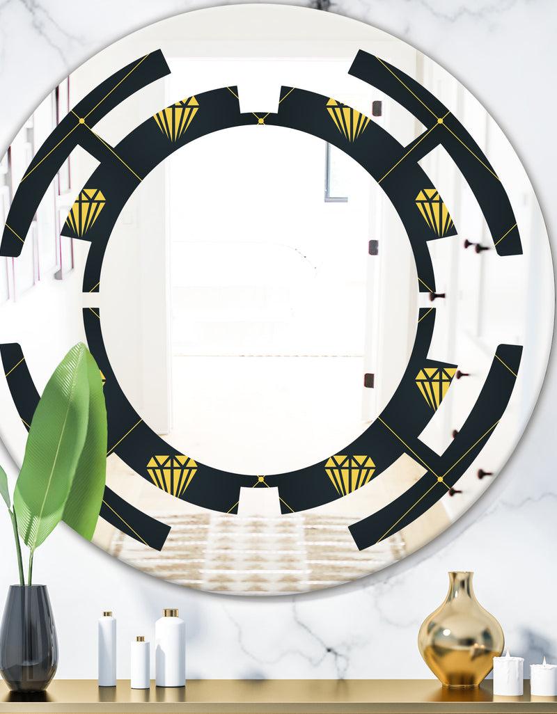 DesignQ Golden Heart Design - Modern Round or Oval Wall Mirror - Space