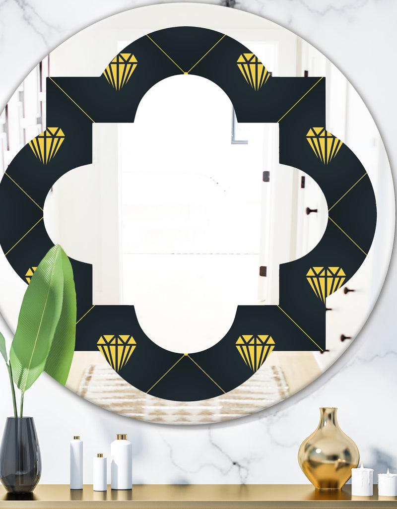 DesignQ Golden Heart Design - Modern Round or Oval Wall Mirror - Quatrefoil