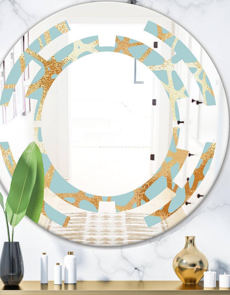 DesignQ Golden Luxury Metallic Geometrics IV - Modern Round or Oval Wall Mirror - Space