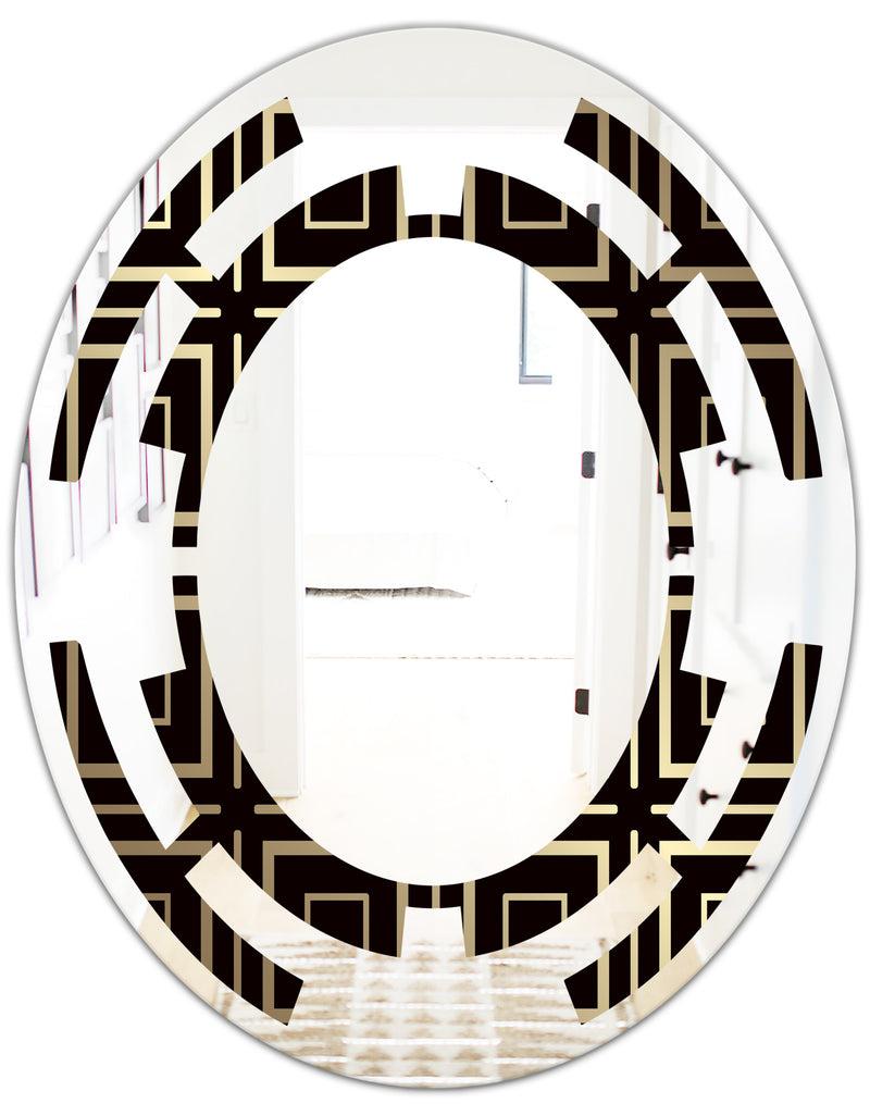 DesignQ Golden Luxury Metallic Geometrics XII - Modern Round Or Oval Wall Mirror - Space