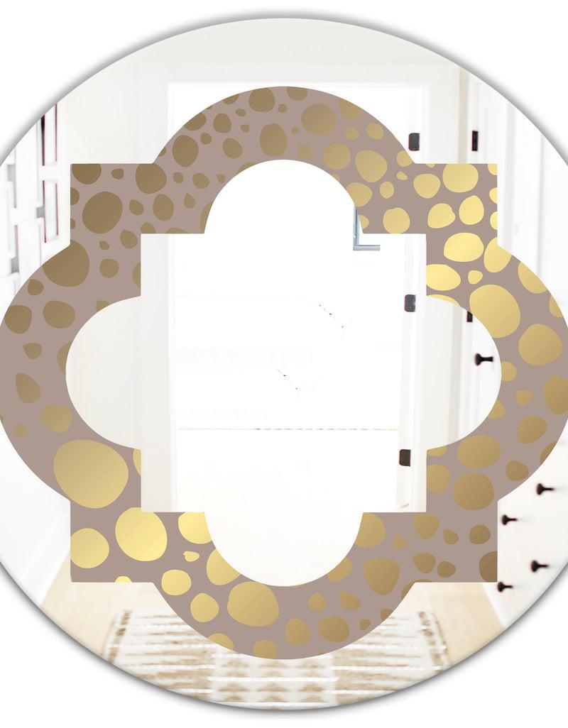 DesignQ Golden Marble Design III - Modern Round Or Oval Wall Mirror - Quatrefoil