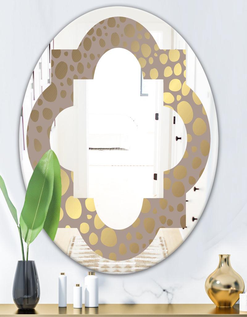 DesignQ Golden Marble Design III - Modern Round Or Oval Wall Mirror - Quatrefoil