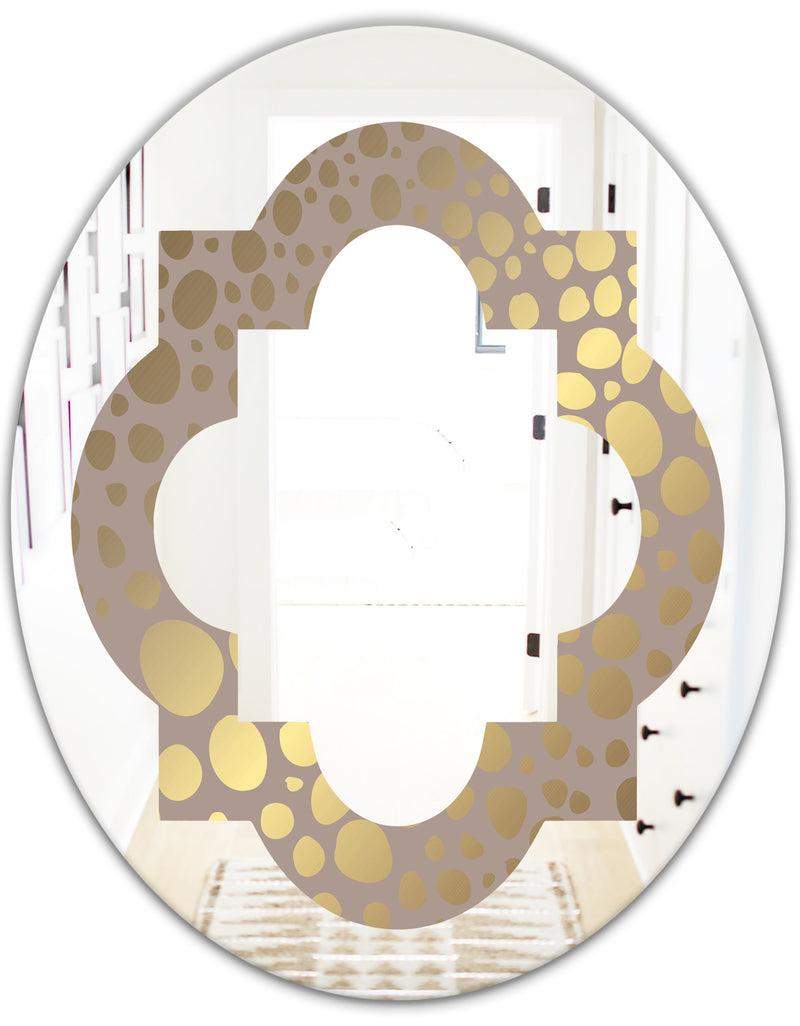 DesignQ Golden Marble Design III - Modern Round Or Oval Wall Mirror - Quatrefoil