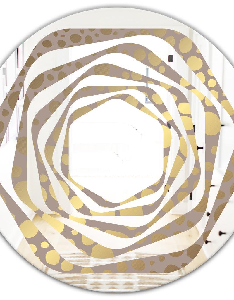 DesignQ Golden Marble Design III - Modern Round Or Oval Wall Mirror - Whirl
