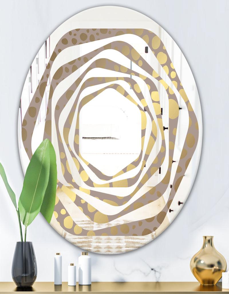 DesignQ Golden Marble Design III - Modern Round Or Oval Wall Mirror - Whirl