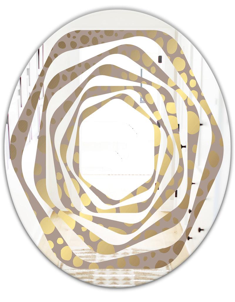 DesignQ Golden Marble Design III - Modern Round Or Oval Wall Mirror - Whirl