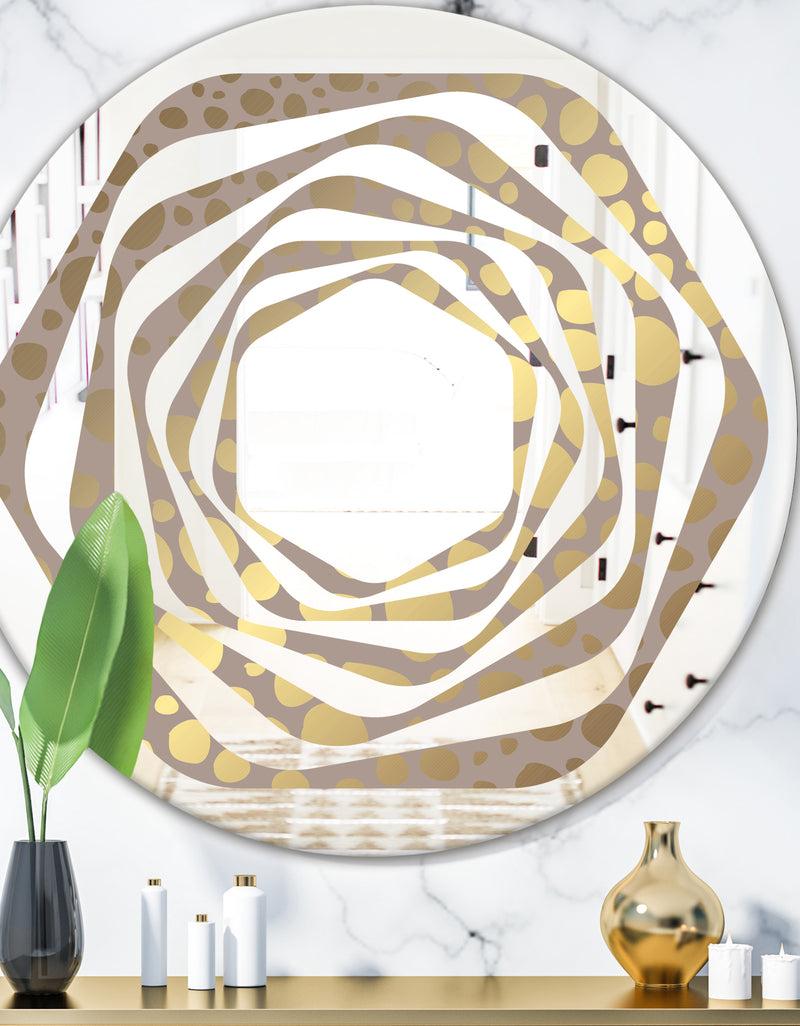 DesignQ Golden Marble Design III - Modern Round or Oval Wall Mirror - Whirl