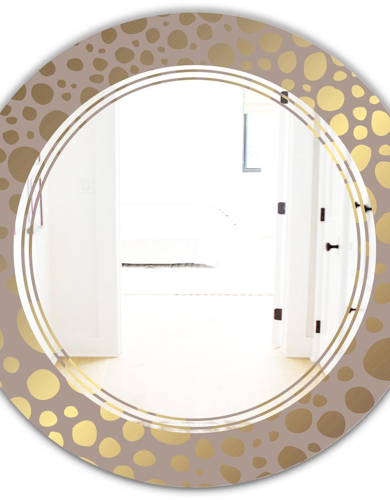 DesignQ Golden Marble Design III - Modern Round Or Oval Wall Mirror - Triple C