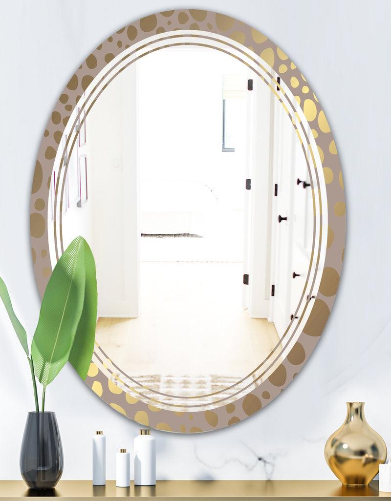 DesignQ Golden Marble Design III - Modern Round Or Oval Wall Mirror - Triple C