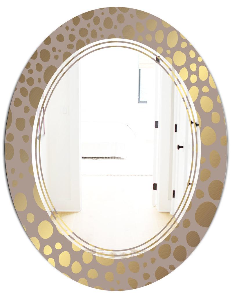 DesignQ Golden Marble Design III - Modern Round Or Oval Wall Mirror - Triple C
