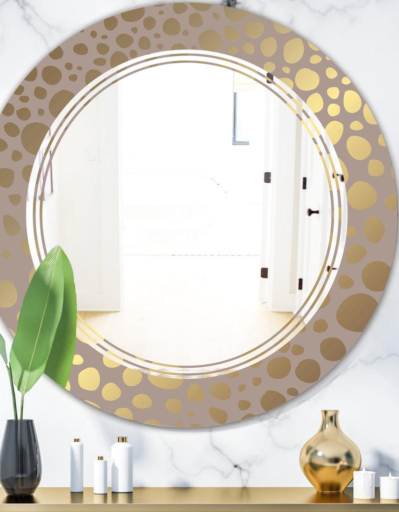 DesignQ Golden Marble Design III - Modern Round or Oval Wall Mirror - Triple C