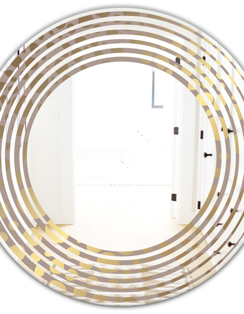 DesignQ Golden Marble Design III - Modern Round Or Oval Wall Mirror - Wave