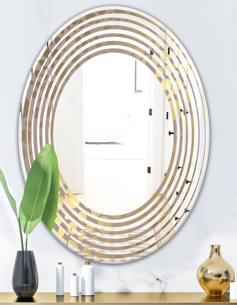 DesignQ Golden Marble Design III - Modern Round Or Oval Wall Mirror - Wave