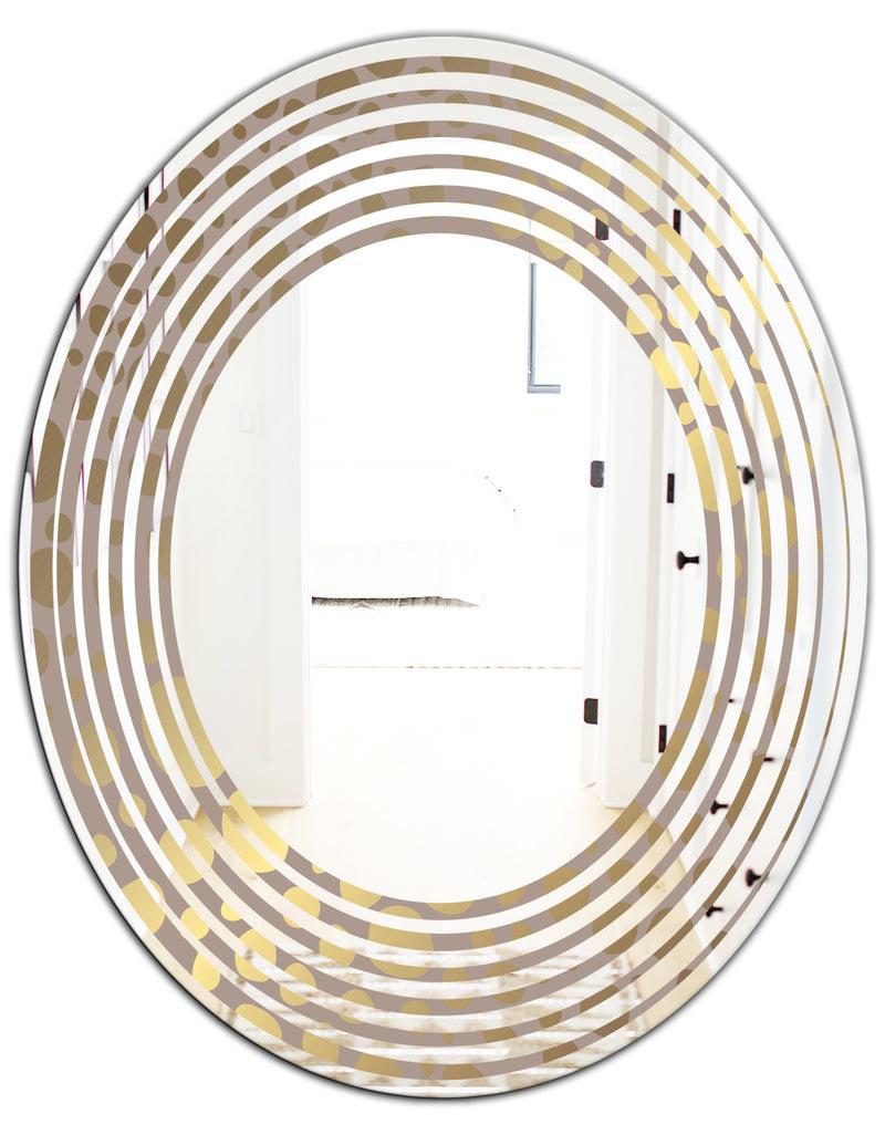 DesignQ Golden Marble Design III - Modern Round Or Oval Wall Mirror - Wave
