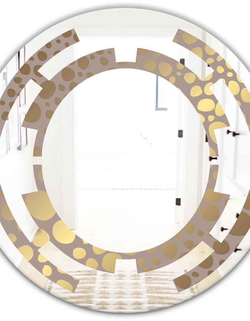 DesignQ Golden Marble Design III - Modern Round Or Oval Wall Mirror - Space