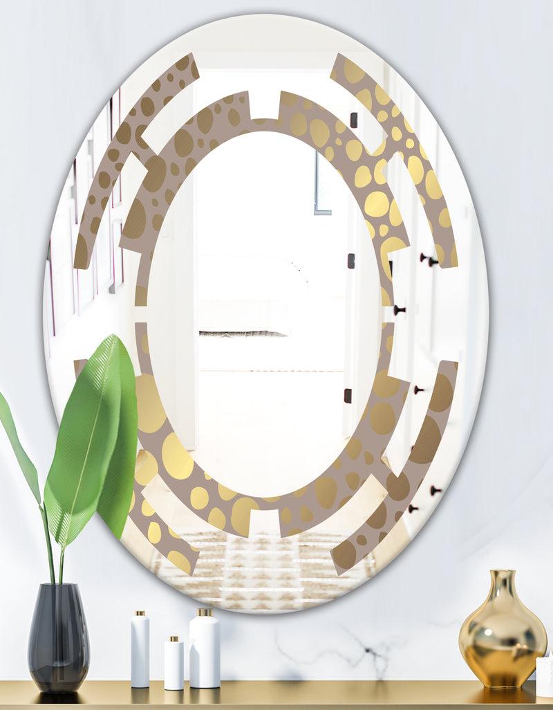 DesignQ Golden Marble Design III - Modern Round Or Oval Wall Mirror - Space