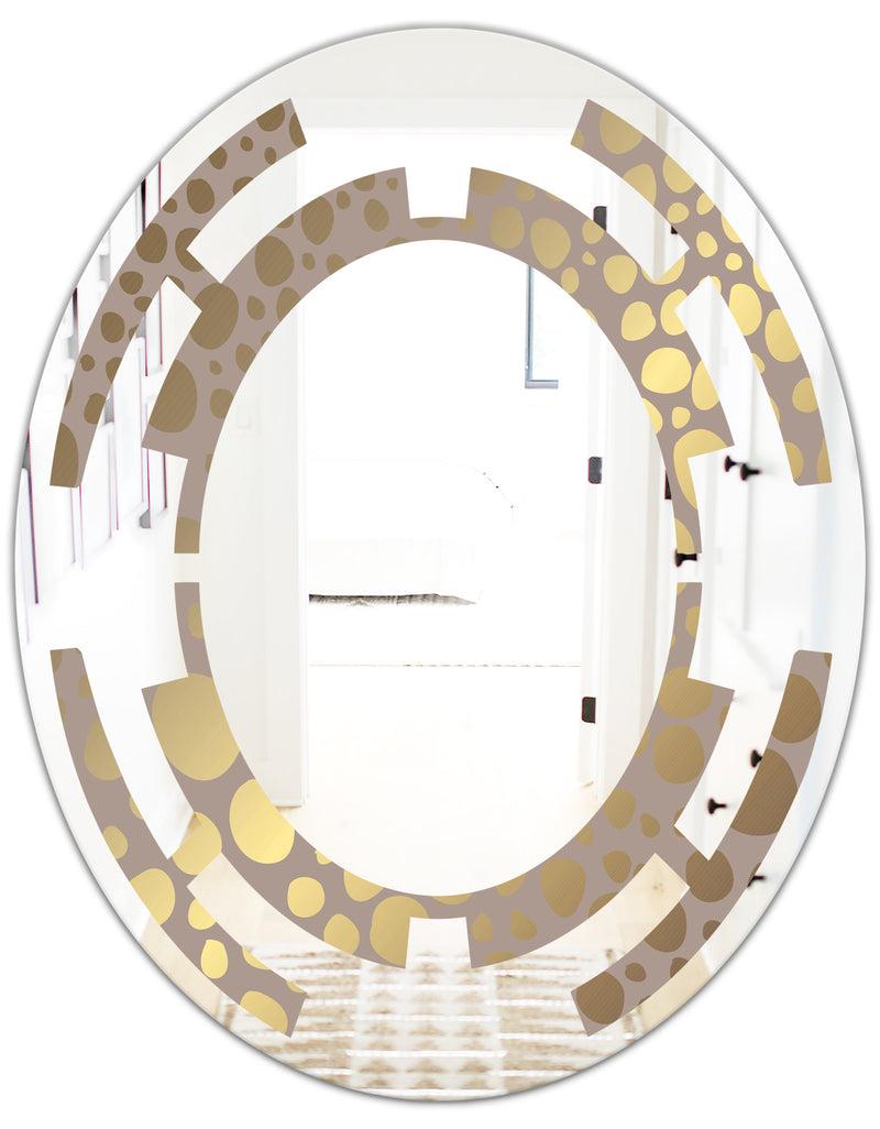 DesignQ Golden Marble Design III - Modern Round Or Oval Wall Mirror - Space