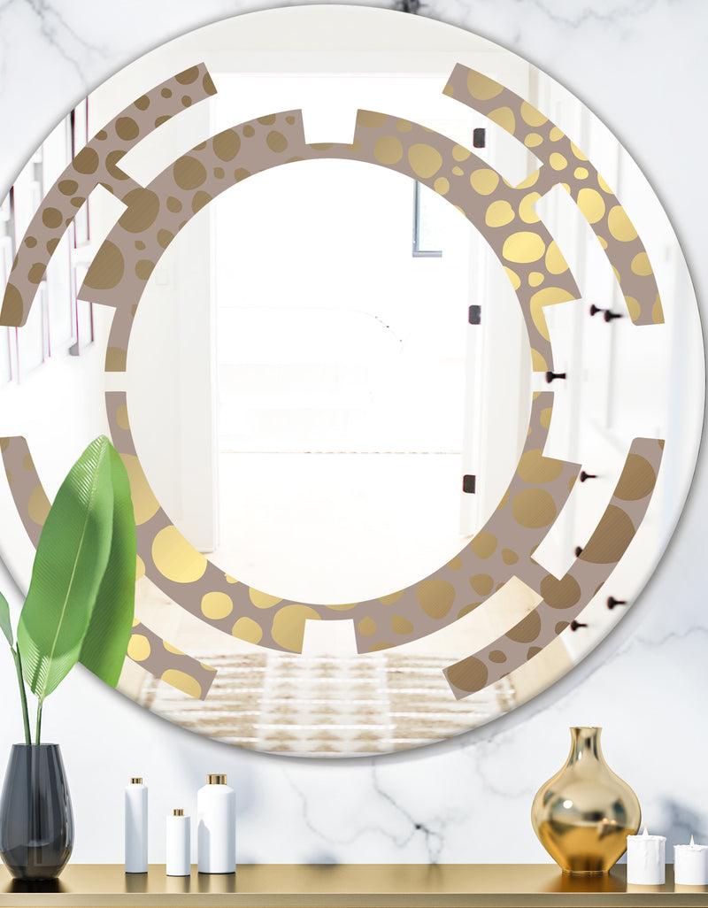 DesignQ Golden Marble Design III - Modern Round or Oval Wall Mirror - Space