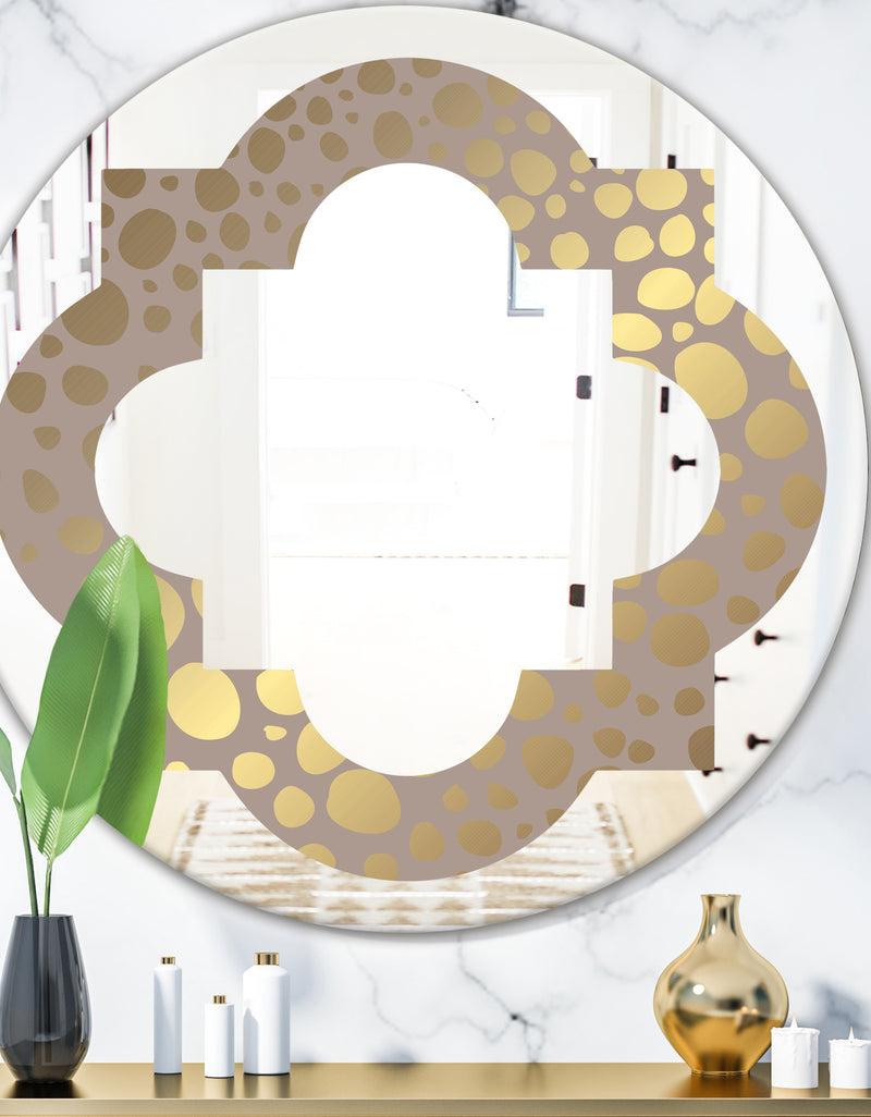 DesignQ Golden Marble Design III - Modern Round or Oval Wall Mirror - Quatrefoil