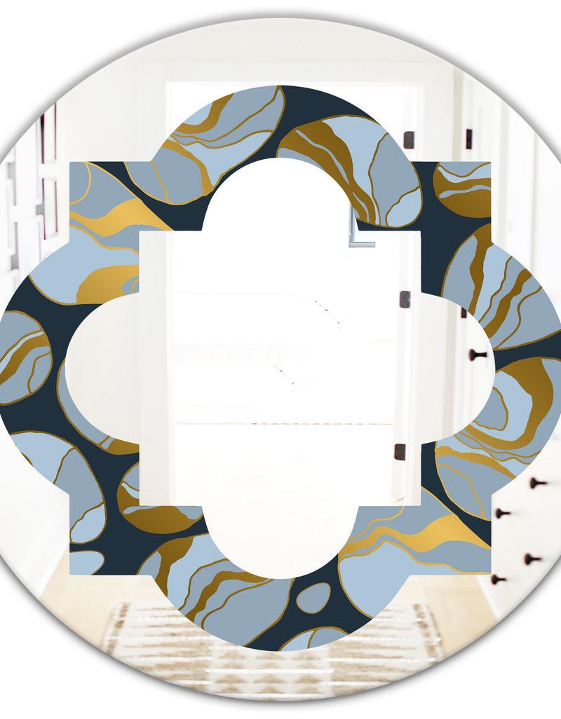 DesignQ Golden Marble Design IV - Modern Round Or Oval Wall Mirror - Quatrefoil
