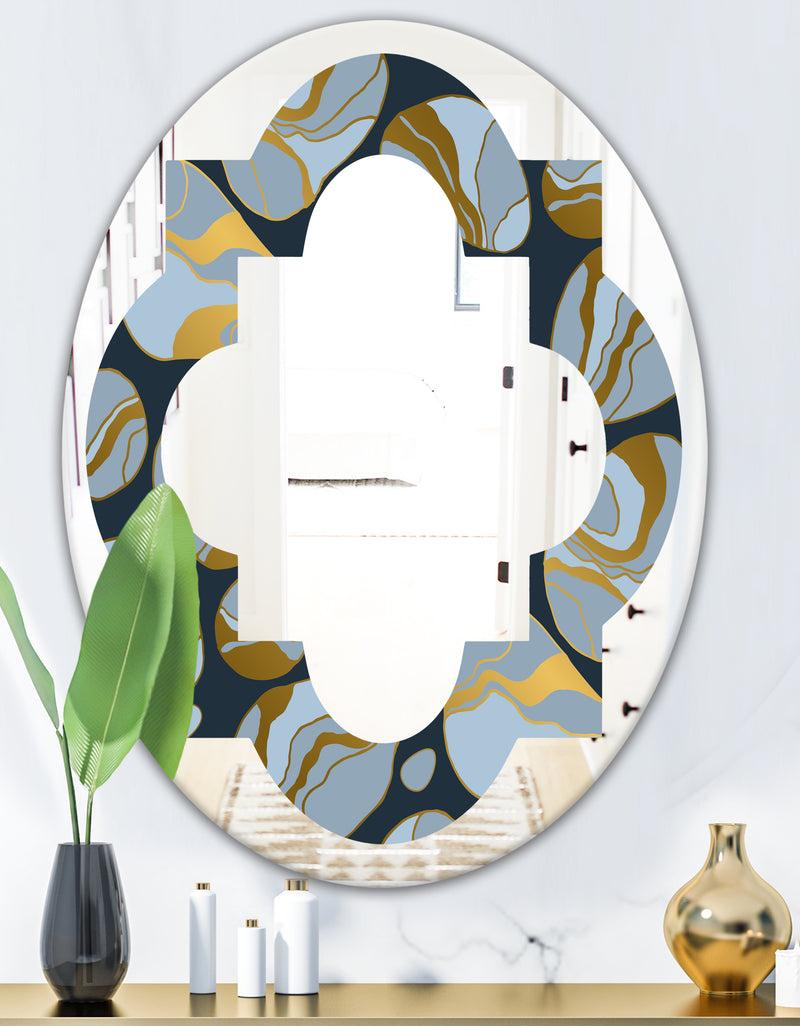 DesignQ Golden Marble Design IV - Modern Round Or Oval Wall Mirror - Quatrefoil