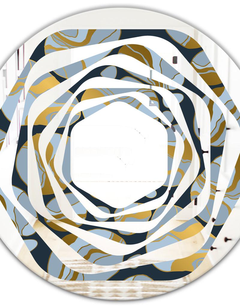 DesignQ Golden Marble Design IV - Modern Round Or Oval Wall Mirror - Whirl