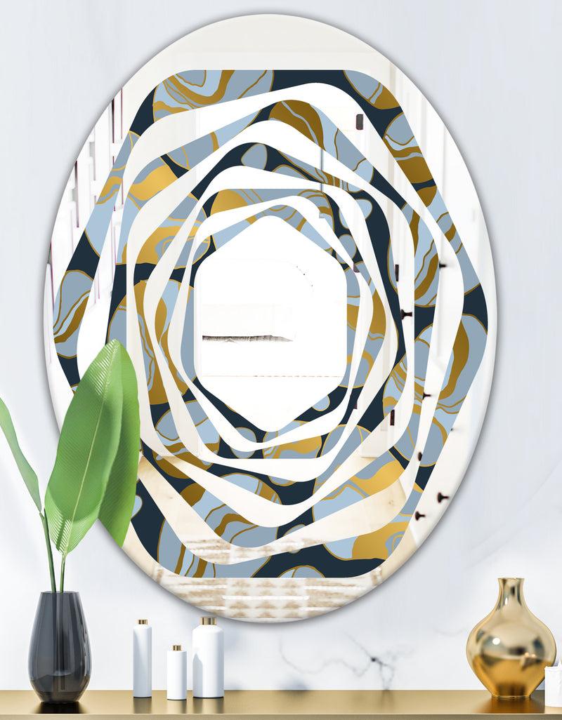 DesignQ Golden Marble Design IV - Modern Round Or Oval Wall Mirror - Whirl