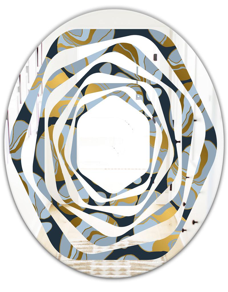 DesignQ Golden Marble Design IV - Modern Round Or Oval Wall Mirror - Whirl