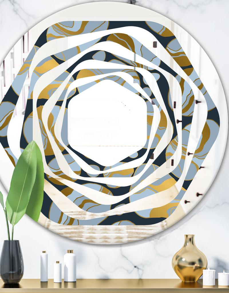 DesignQ Golden Marble Design IV - Modern Round or Oval Wall Mirror - Whirl