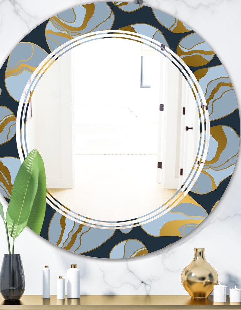 DesignQ Golden Marble Design IV - Modern Round or Oval Wall Mirror - Triple C