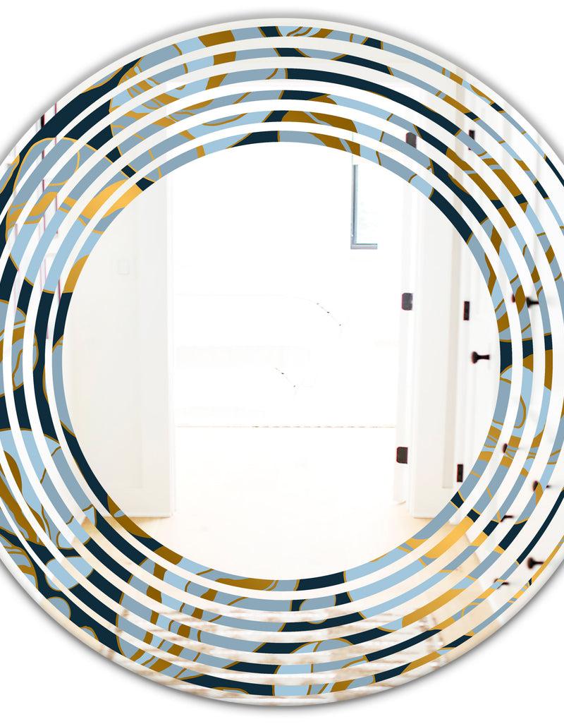 DesignQ Golden Marble Design IV - Modern Round Or Oval Wall Mirror - Wave